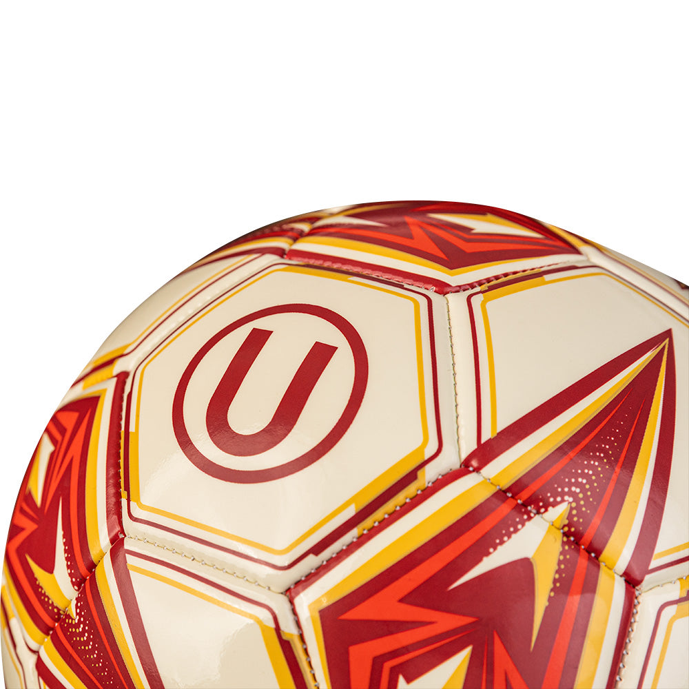 PELOTA UNIVERSITARIO FÚTBOL SHOWGOL – CUERO BRILLANTE CREMA/GRANATE/DORADO