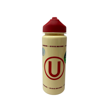 BOTELLA UNIVERSITARIO CREMA "CON LA U HASTA EL FINAL"