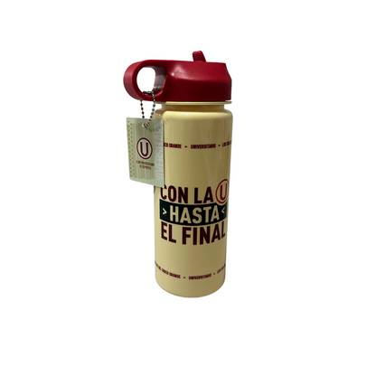 BOTELLA UNIVERSITARIO CREMA "CON LA U HASTA EL FINAL"